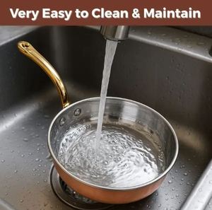 Available Stainless Steel Hammered Copper Sauce Frying Serving <b>Pan</b> With Brass Handle Metal Cookware Serveware - Product Image 5