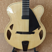 Guitare Jazz Électrique Professionnelle Artisanale 18 pouces, Table en Épicéa Massif Sculptée, Corps Creux en Érable Flammé 2A Peint en Ébène, Type Archtop