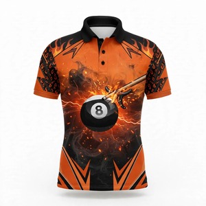 Polo de billard pour homme à séchage rapide, imprimé numériquement avec motif de boules de billard, manches courtes, vêtements de sport décontractés - Product Image 2