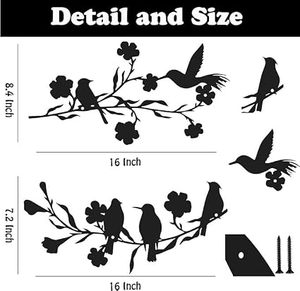 Décoration murale en métal, oiseaux sur branches florales, découpe au laser, design moderne, fait main, forme irrégulière, toutes saisons - Product Image 5