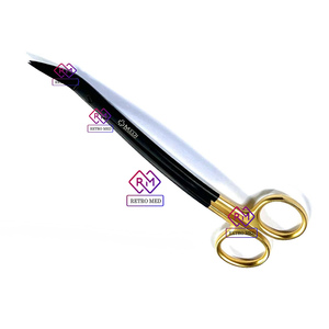 Ciseaux chirurgicaux dentaires Dean courbés 16,5 cm en carbure de tungstène noir et or réutilisables par MEDICAB INSTRUMENTS - Product Image 2