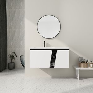 40\" Floating <b>Wall</b> <b>Mounted</b> Bathroom Vanity with Ceramic Sink & Soft-Close <b>Cabinet</b> Door - Product Image 1