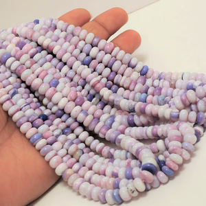 Perles de pierres précieuses opale disco lavande ombrée, 16 pouces, 6 mm - 9 mm, opale disco violette, perles d'opale pour la création de bijoux - Product Image 1