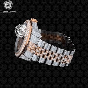 Charm Jewells Montre en acier inoxydable avec diamants, cadran analogique rond, cristal saphir, mode de luxe pour femmes, 38 mm, quartz - Product Image 2