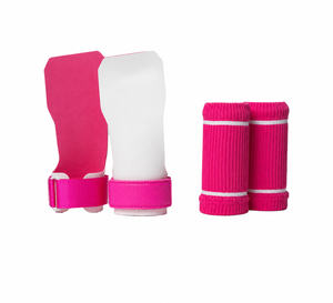 Poignées de main en néoprène rose avec sangles réglables pour l'exercice, la remise en forme, l'entraînement, poignées de musculation avec logo personnalisé - Product Image 1