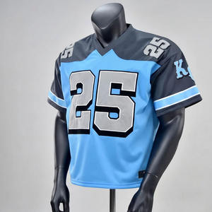 Camiseta de fútbol americano estilo streetwear con cuello en V, estampado digital en malla, 100% poliéster, de alta calidad y corte holgado. - Product Image 6