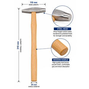 Riveting Hammer with Wooden Handle, Stainless Steel Dual Head Metal Smith Stamping & Forming <b>Tool</b> for Jewelry Making - Product Image 3