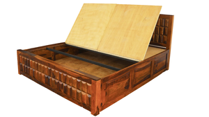 Sheesham (Indian Rosewood) Solid Wood <b>Platform</b> <b>Bed</b> King/Queen Size Rustic Design <b>With</b> <b>Storage</b> - Product Image 3
