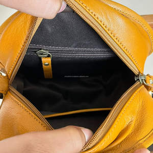 Tournesol Style occidental usiné à la main en cuir véritable rond frange sacs à bandoulière pour femmes Design de luxe fermeture éclair rond cercle sacs - Product Image 6