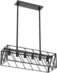 Wholesale Linear Cage Chandelier Bulk Matte Black <b>Kitchen</b> Island Pendant <b>Light</b> Factory Price Retro Edison <b>Bulb</b> Hanging Lamp - Product Image 5