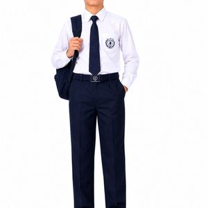 Chemise d'uniforme scolaire personnalisée pour garçons, vêtements scolaires formels pour enfants, chemise à manches longues boutonnée, à porter au quotidien - Product Image 5