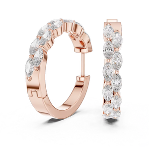 Pendientes de Aro con Moissanita Corte Marquesa, Plata de Ley 925, Certificación GRA, Joyería Fina de Lujo para Mujer, Regalo de Aniversario de Bodas - Product Image 3