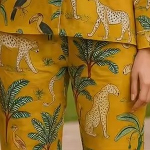 Conjunto de Pijama Casual de Algodón para Mujer, Estampado Floral Hecho a Mano, Secado Rápido y Suave al Tacto, Camisa de Verano - Product Image 6