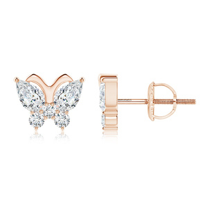 Pendientes de Mariposa con Diamantes de Oro 10K 14K 18K y Plata 925 935 de Vaayu Jewels, Corte Marquesa, Lindos para Mujer, para Uso Diario - Product Image 3
