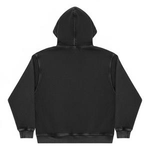 Hoodie gaufré personnalisé à imprimé dégradé pour homme, coupe oversize décontractée, logo frontal, bleu, en coton tricoté, écologique, délavé à l'acide - Product Image 3