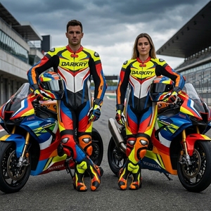 Combinaison en cuir personnalisée pour la course moto, fabricant OEM, vente en gros, équipement de protection pour motards, vêtements pour la moto, équipement pour la course sur circuit - Product Image 5