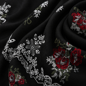 Custom <b>Embroidered</b> Denim Fabric with African Print for Abaya Kaftan Garment and Fashion Wear OEM - Product Image 5