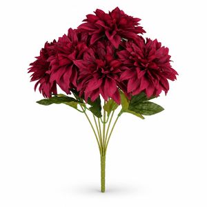 Bouquet de Dahlias Artificiels Bourgogne Florystyka Funeralna en Gros, Multi-têtes, <span class=keywords><strong>pour</strong></span> Décoration de Vase et Vente au Détail Saisonnier - Product Image 1