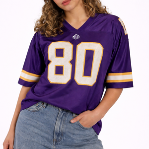 Maillot de football américain unisexe Y2K en mesh violet, personnalisable avec numéro d'équipe, respirant, pour le football, fabrication OEM en gros, USA - Product Image 2