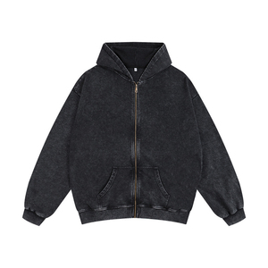 <b>Mens</b> Oversized Zip-Up Hoodie Solid Color Fleece Casual Hooded <b>Sweatshirt</b> Regular Length 100% Cotton Knitted Autumn Wear - Product Image 3