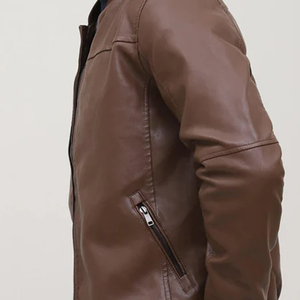 Chaqueta de cuero genuino de alta calidad hecha a medida, precio al por mayor, estilo popular de invierno, chaqueta de cuero con cremallera a la moda para hombre - Product Image 5