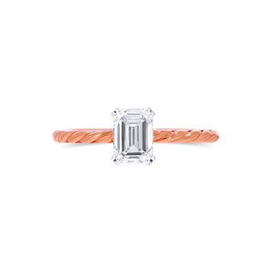 Bague de fiançailles Aurelia Twist-Band en or rose 18 carats avec diamant taille émeraude et motif infini pour femme - Product Image 3