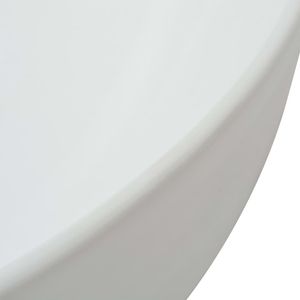 Lavabo Redondo de Cerámica Blanca de 16.3"x5.3" para Baño - Product Image 4
