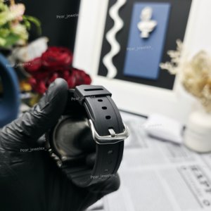 Luxury VVS Moissanite Analog Digital <b>Watch</b> Silver Round Case Rubber Band Round <b>Black</b> Dial Unisex - Product Image 4
