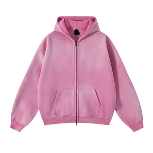 Sweat à capuche sportswear personnalisé, délavé à l'acide, coupe oversize, en molleton de coton épais, style vintage, impression OEM, pour hommes et femmes - Product Image 5