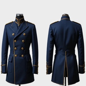 Veste militaire pour homme, uniforme de cérémonie, manteau formel bleu avec tressage doré, cosplay et tenue de scène - Product Image 5