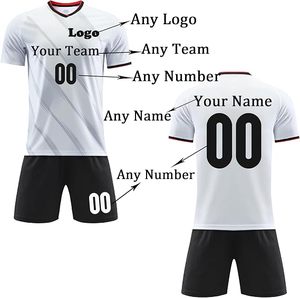 เสื้อฟุตบอลชายสั่งทำพิเศษ สีขาวดำ แบบซับลิเมชั่น คอวี แขนสั้น ระบายเหงื่อได้ดี ผลิตจากโพลีเอสเตอร์ ทรงปกติ ใส่ได้ทุกฤดู - Product Image 2