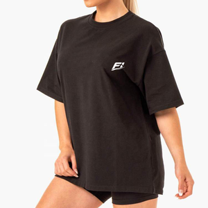 T-shirt en coton pour femme, manches courtes, col rond, décontracté, doux, respirant, uni, personnalisable avec logo, vente en gros, t-shirt pour femme - Product Image 3