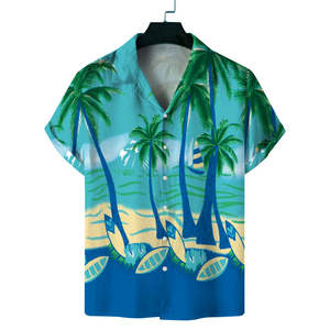 Chemise hawaïenne à manches courtes en coton à imprimé floral pour homme, logo personnalisé, tailles XL XXL, anti-plis, respirante, décontractée, tricotée pour l'été - Product Image 4