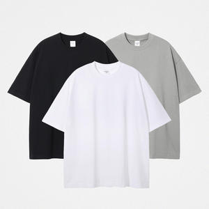 เสื้อยืดคอกลมแขนสั้นผู้ชาย คุณภาพสูง ผ้าฝ้าย 100% รับสกรีนโลโก้ เสื้อยืดโอเวอร์ไซส์เนื้อหนา สำหรับผู้ชาย - Product Image 1