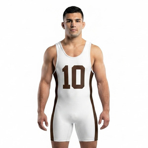 Combinaison de lutte sans manches pour homme, col ras du cou, compression, maillot de lutte sublimé pour homme - Product Image 1