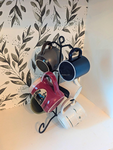 Support à tasses rustique fait main en fer forgé plaqué avec impression numérique, porte-tasses en métal robuste pour la maison et la cuisine - Product Image 5