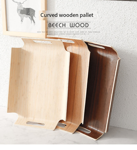 Plateau à dessert en bois BSCI avec poignée, plateau alimentaire rustique en bois antique avec poignées, plateau de rangement en bois pas cher - Product Image 2