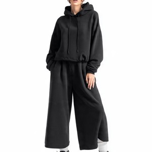 Women's White Eco-Friendly Beaded Tracksuit Solid Color Full Sleeve Hooded <b>Joggers</b> Set Autumn Breathable Casual Regular Fit 100% - Product Image 6