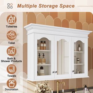 Armadietto da Bagno a Parete da 40 Pollici con Specchio, Ripiani e Vetrina per Organizzazione del Bagno - Product Image 6