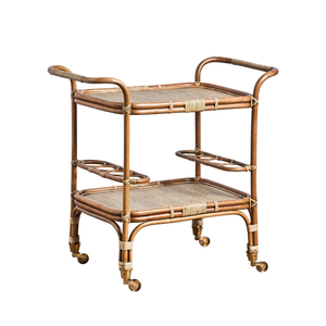 Chariot de bar en rotin tressé à la main, style antique, 2 niveaux, pour boissons, prix d'usine, en provenance du Vietnam - Product Image 1