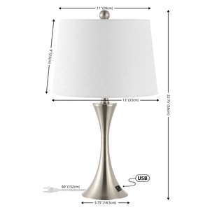 <b>Silver</b> Crest Metal Table <b>Lamp</b> with Brushed Nickel Iron Base Premium Linen Shade Soft Ambient Lighting for Elegant Interiors - Product Image 2