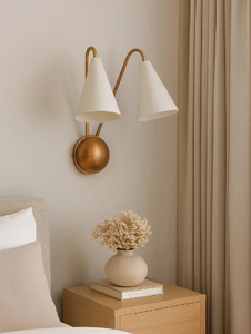 Modern Fabric Shade <b>Wall</b> Lamp Iron <b>Sconce</b> Two Arm Bedroom Bathroom Mirror Light - Product Image 2