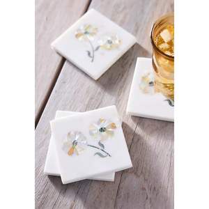 Eco-Friendly Classic <b>Marble</b> <b>Coaster</b> Set Durable Washable Natural Stone Table Protection Cozy Mats & Pads - Product Image 3