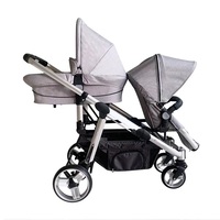 Cochecito Doble Plegable Compacto Clásico VICO de Aleación de Aluminio y Tela, Convertible, con Ruedas Traseras Grandes, Frenos y Arnés de 5 Puntos, Certificado EN