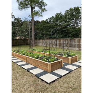 Weather Wooden Raised Garden Bed Kit With Easy Assembly Cedar Outdoor <b>Planter</b> Box For Organic Vegetables Flowers Design Back - Product Image 6
