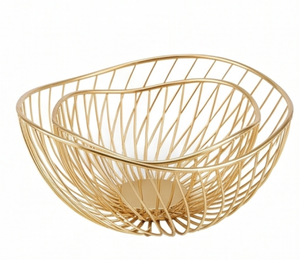 Modern <b>Gold</b> Wire Bowl <b>Storage</b> <b>Basket</b> for Multi-Purpose Neatening and Organization Stylish Home Accent - Product Image 5