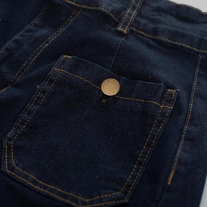 Jupes en jean bleu foncé pour femmes, taille haute, longueur au-dessus du genou, style premium - Product Image 3