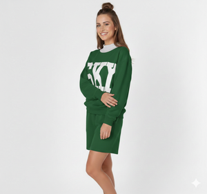 Women's Winter Streetwear Pullover Loose Fit Two Piece Long Sleeve Mock Neck with Shorts <b>Set</b> Waterproof Breathable - Product Image 4