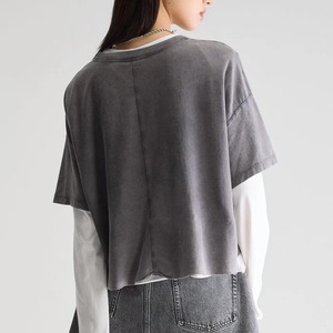 Maysun 230gsm 100% Cotton Vintage Women's <b>Crop</b> <b>Top</b> Distress Summer Acid Wash T Shirt High Quality <b>Crop</b> <b>Tops</b> Tee for Woman - Product Image 2
