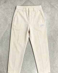 Pantalones Chino Beige para Hombre, Cierre de Cremallera Completo, Logotipo BFG en la Pierna Derecha, Mezcla Transpirable de Poliéster y Algodón - Product Image 1